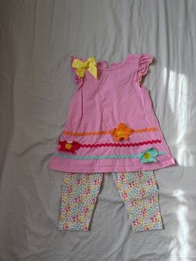 Good Lad Pink Floral Appliqué Two-Piece Set
